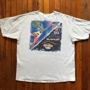 Vintage 90s Hard Rock Cafe Heavy‎ Tee Made in USA Men White Multicolor T-Shirt